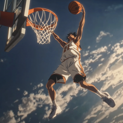 Epic Basketball Dunk in Anime Style