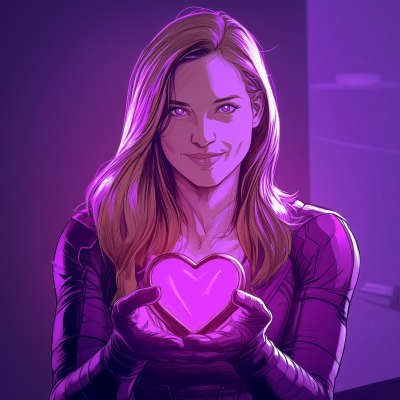 Superhero Girl Holding Heart