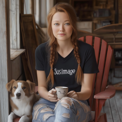 Middle Aged Woman on Porch