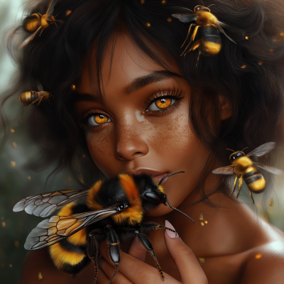 Woman Holding Bumblebee