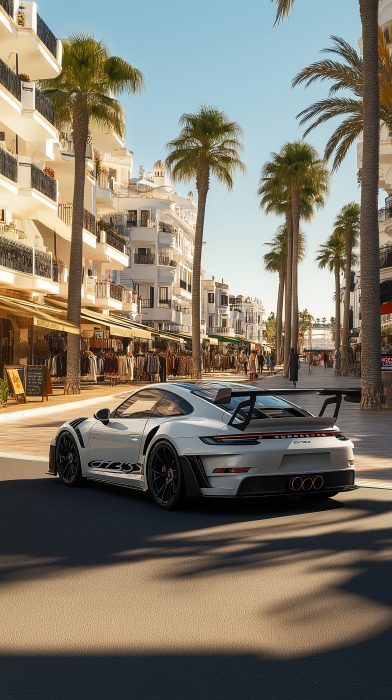 White Porsche 911 GT3 RS on Pier