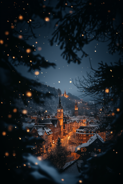 Christmas Night Cityscape