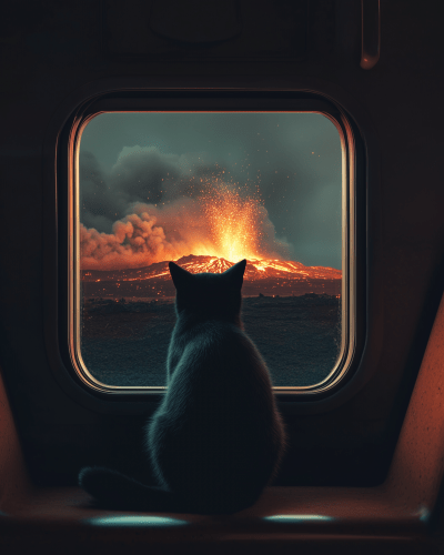 Cat by the Volcano