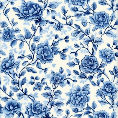 Vintage Floral Blue China Pattern