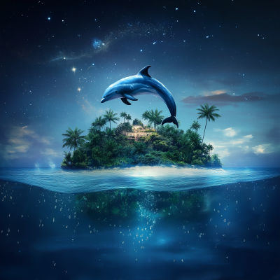 Joyful Dolphin at Night