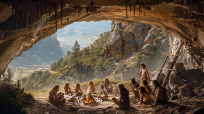 Gathering of Paleolithic People