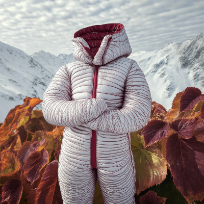 Skiing Bodysuit on Snowy Mountain