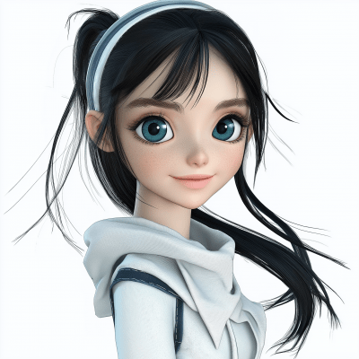 3D Girl on White Background