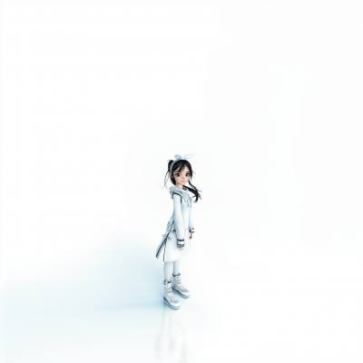 3D Girl on White Background