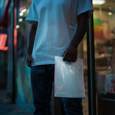 Young Man Outside Shop