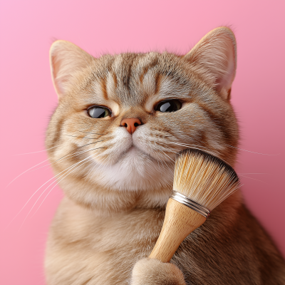 Cute Cat with Brush