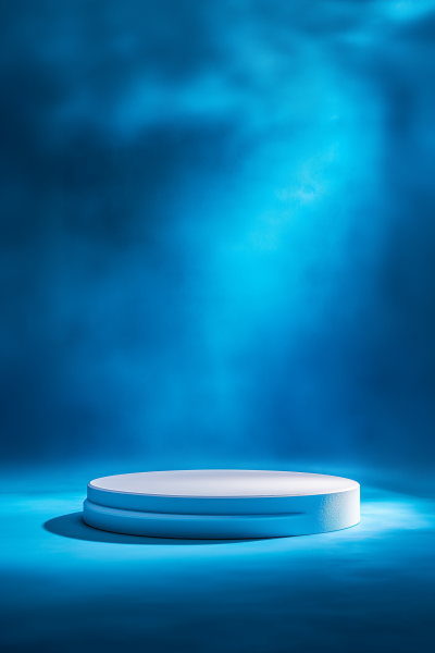 Circular Pedestal on Blue Background