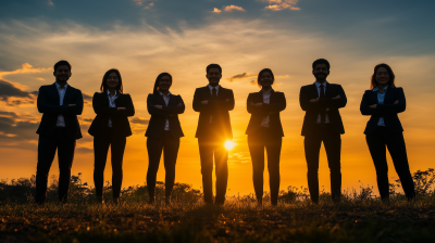 Business Team Silhouette at Sunset