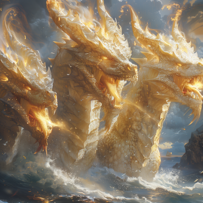 Golden Ghidorah Over the Sea