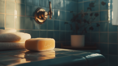 Lux Soap in Tiled Bathroom