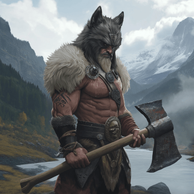 Barbarian Warrior in the Mountains