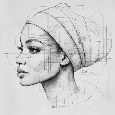 Pencil Sketch of a Woman’s Profile