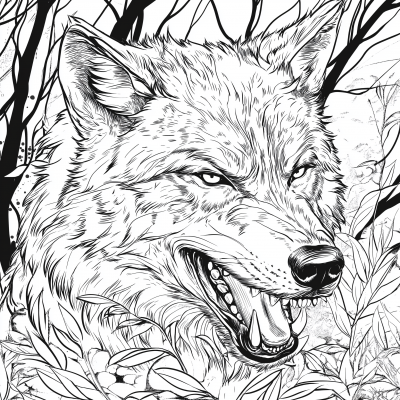 Angry Wolf Coloring Page