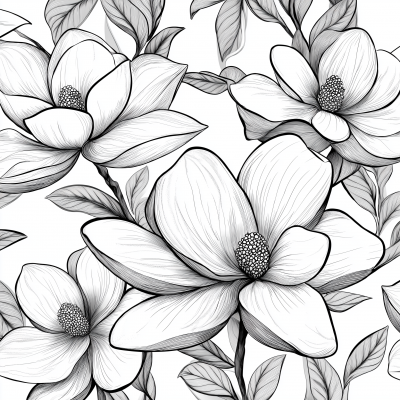 Black and White Magnolia Flowers