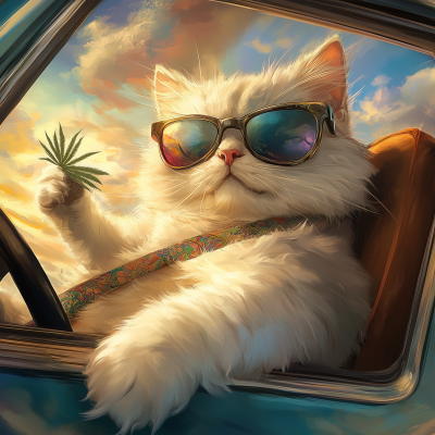 Cat Driving a Car
