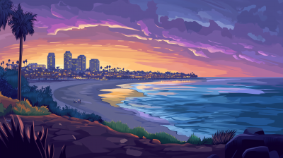 San Diego Coastline at Dusk