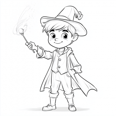 Kid Magician with Magic Wand