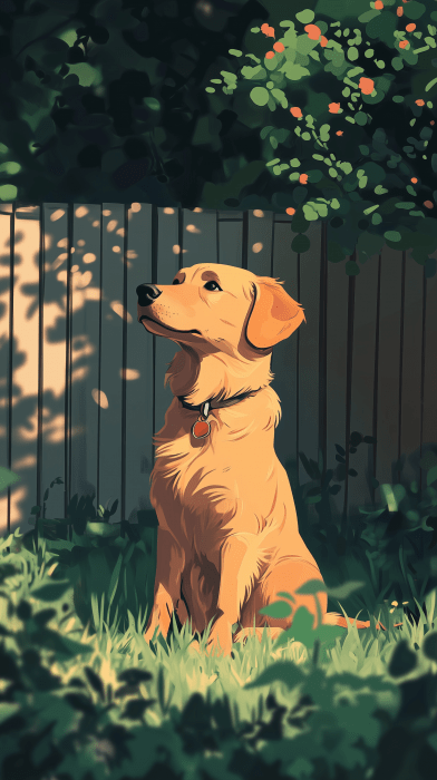 Calm Dog in Backyard