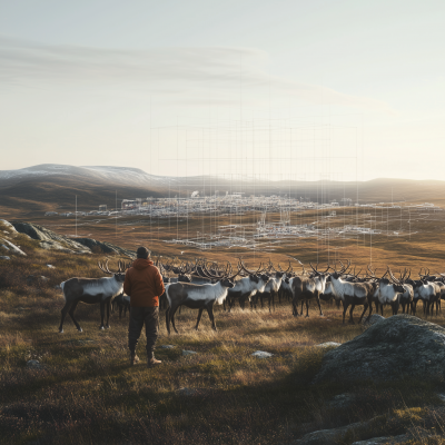 Sami Shepherd with Reindeer