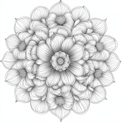 Floral Mandala Line Art