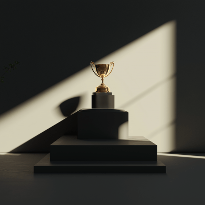 Glowing Trophy on Podium