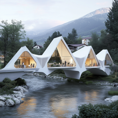 Minimalist Bridge with House Shells