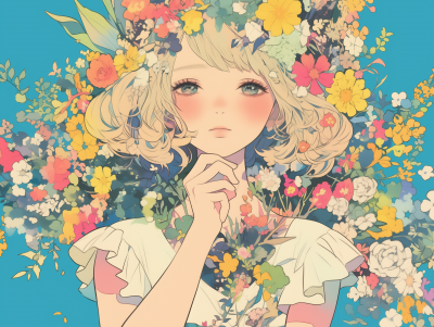 Girl Surrounded by Flowers