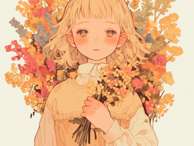 Girl Surrounded by Flowers