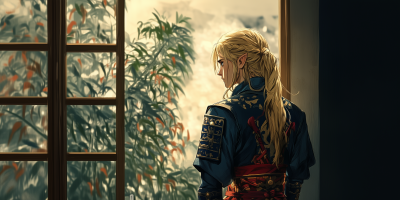 Anxious Hero at Window
