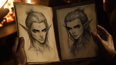 Parchment Sketches of Elven Silhouettes