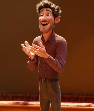 Man Clapping in Pixar Style