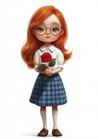 Adorable Little Girl with Rose