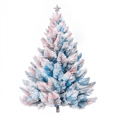 Realistic Watercolor Christmas Tree