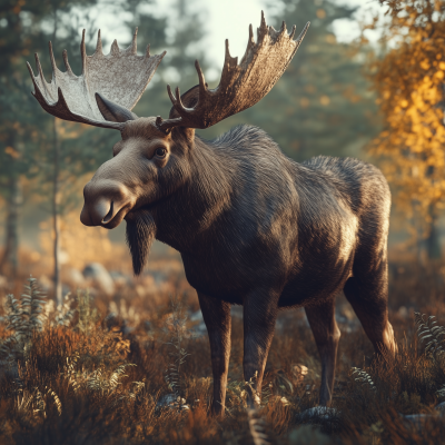 Moose in Autumn Forest