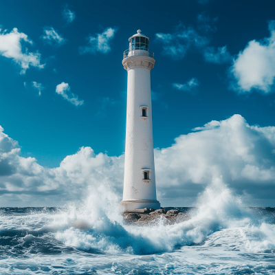 Lighthouse Against Waves