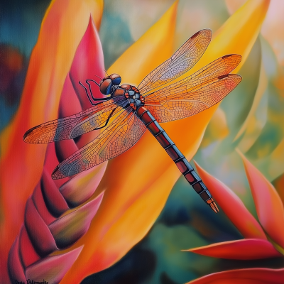 Dragonfly on Heliconia