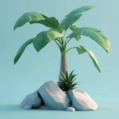 Low Poly Tropical Plant Figurine