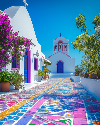 Vibrant Greek Island Scene