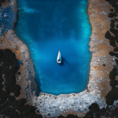 Aerial View of a Blue Pond