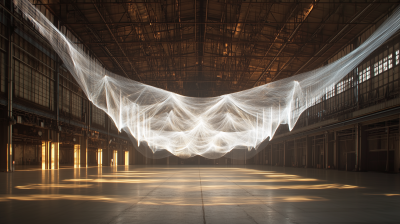 Light Art Installation in Industrial Hall