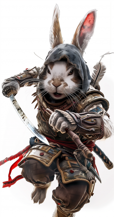 Angry Cute Rabbit Warrior