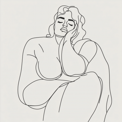 Minimalistic Line Art of Plus Size Woman