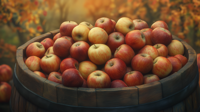 Ripe Apples in a Barrel