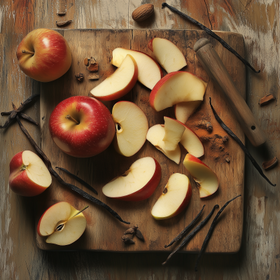 Ripe Apple Slices on Chopping Board