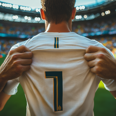 Hands Holding a Football T-shirt